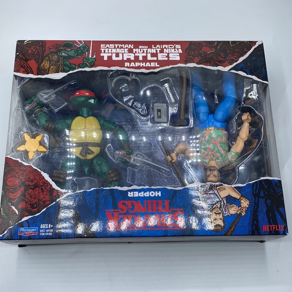 NWT Teenage Mutant Ninja Turtles Stranger Things Raphael & Hopper Action Figures - Picture 5 of 16